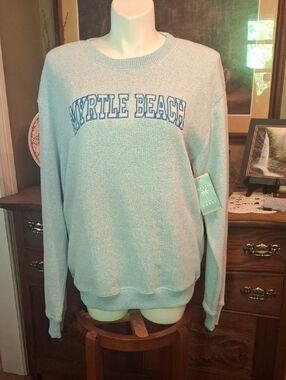 New With Tags Myrtle Beach Light Aqua Crewneck Sweater